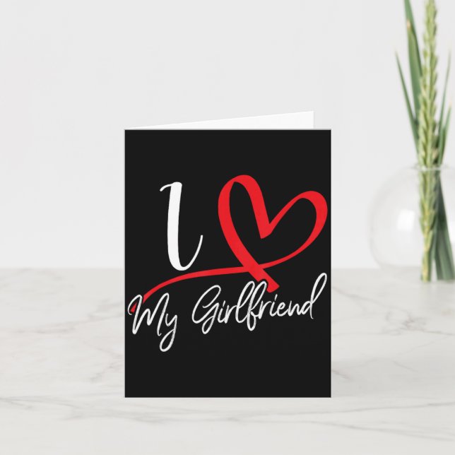 Tarjeta I Love My Girlfriend Red Heart Couples Valentines  (Anverso)