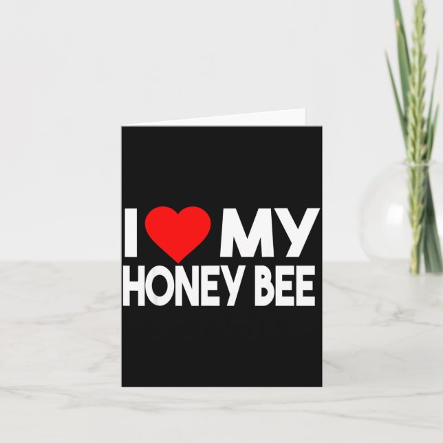 Tarjeta I Love My Honey Bee Shirt, Funny Animal Couple Mat (Anverso)