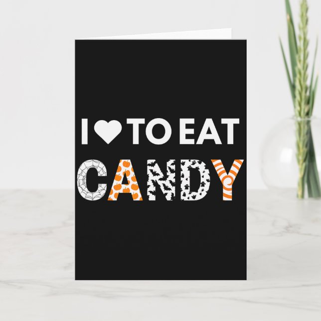 Tarjeta I Love To Eat Candy I'm Candy Halloween Couples Ma (Anverso)