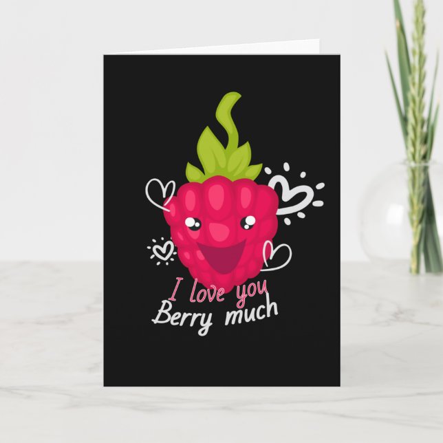 Tarjeta I Love You Berry Much Fruit Raspberry (Anverso)