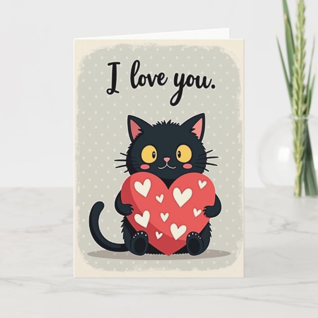 Tarjeta I Love You Black Cat Card (Anverso)