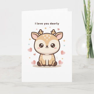 Tarjeta I Love You Deerly Cute Puchi Dōshi Deer Christma