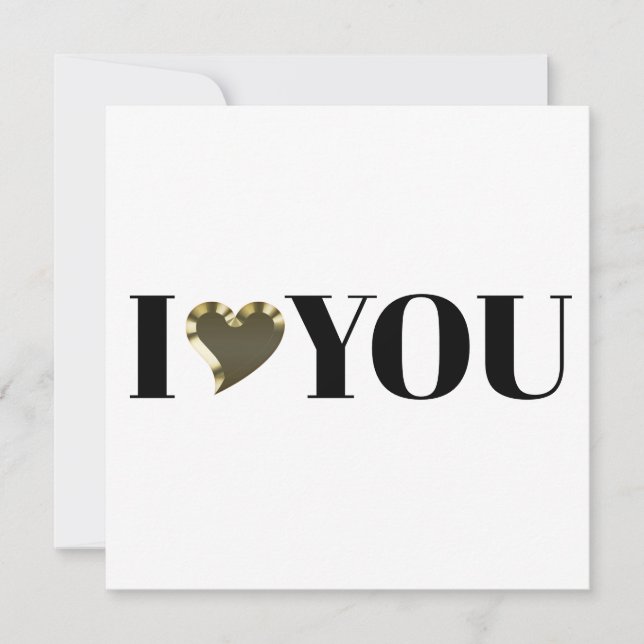 Tarjeta I Love You gold heart moderna serif typografía (Anverso)