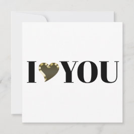 Tarjeta I Love You gold heart moderna serif typografía