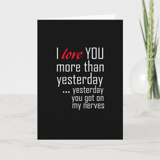 Tarjeta I Love You More Than Yesterday Romantic Design  (Anverso)