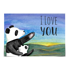 Tarjeta "I love you" Pandas Twilight Watercolor Card