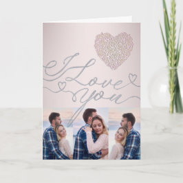 Tarjeta I Love You Pink Heart Photo Collage