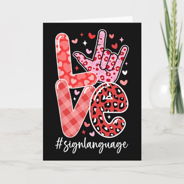 Tarjeta I Love You Sign Language Asl Valentine's Day Deaf  (Anverso)