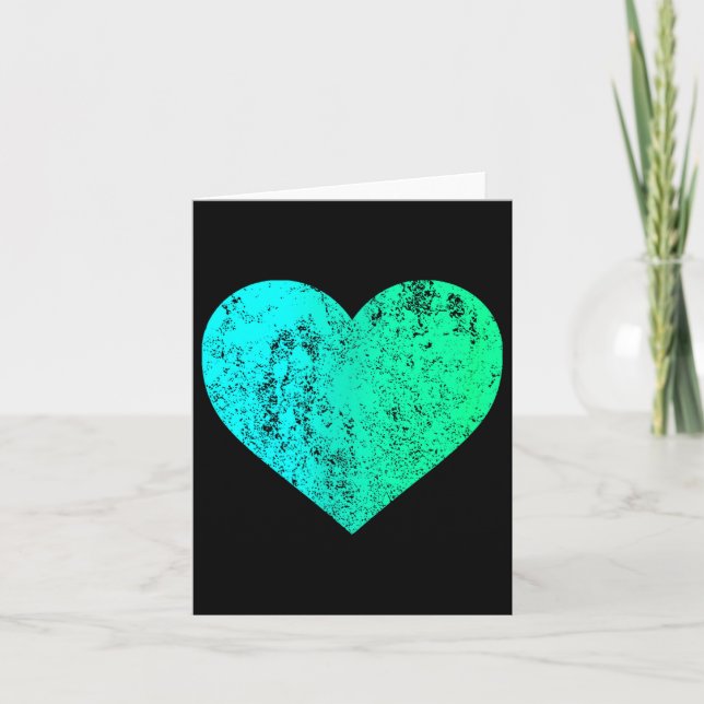 Tarjeta I Love You Teal Heart Distressed Valentine's Day  (Anverso)
