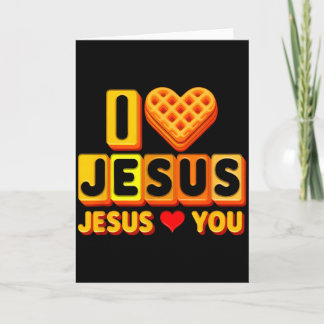 Tarjeta I Loves Jesus Waffle Heart Funny Christian Breakfa