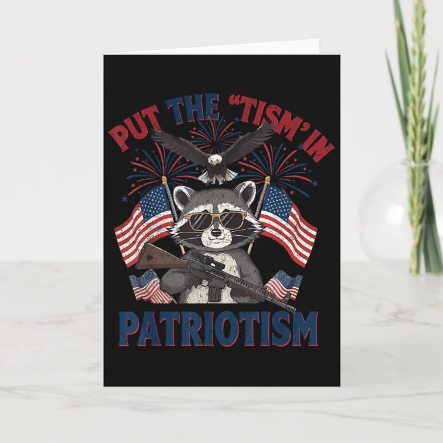 Tarjeta I Put The Tism In Patriotism Athletic Eagle  (Anverso)