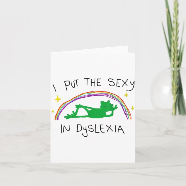 Tarjeta I Put The Y In Dyslexia Funny Cute Frog Saying Quo (Anverso)