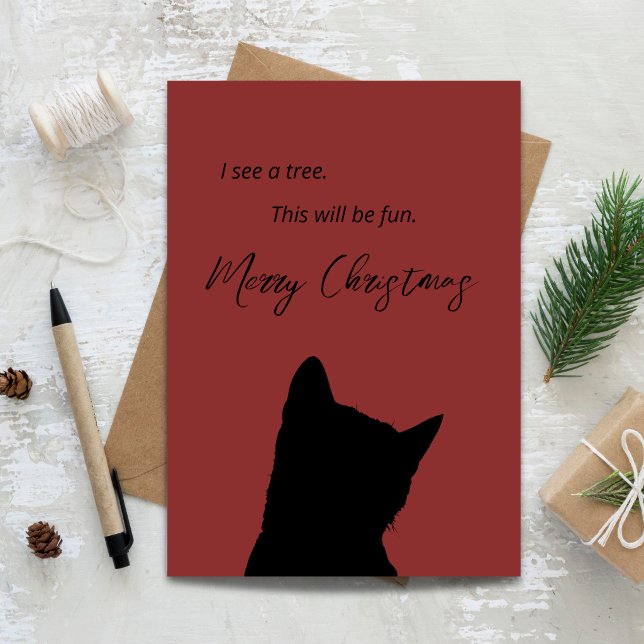 Tarjeta I See a Tree This Will Be Fun Funny Cat Christmas (I See a Tree This Will Be Fun Funny Cat Christmas Card)