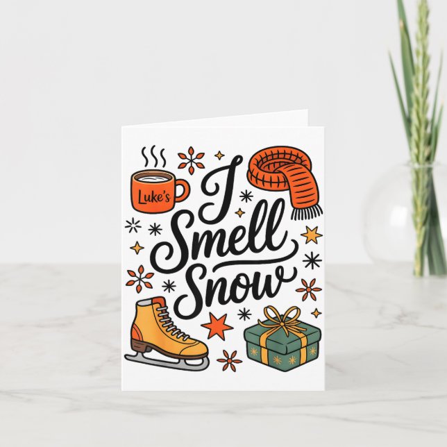 Tarjeta I Smell Snow Cute Christmas &amp; Winter Vibes Lov (Anverso)
