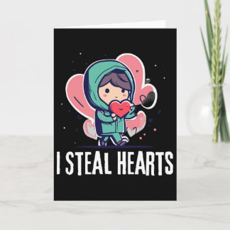Tarjeta I Steal Hearts Funny Valentines Day Child Stealing