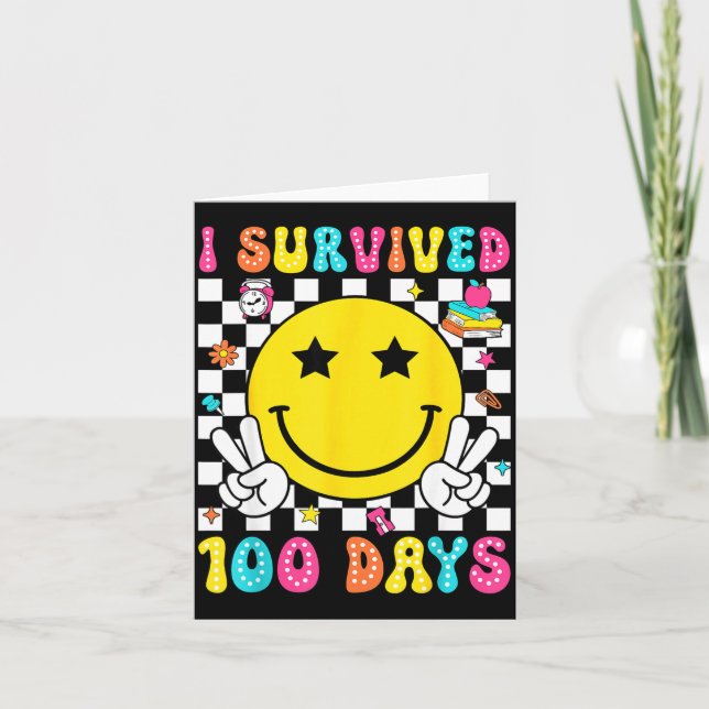 Tarjeta I Survived 100 Days Of School Boys Kids 100th Day  (Anverso)