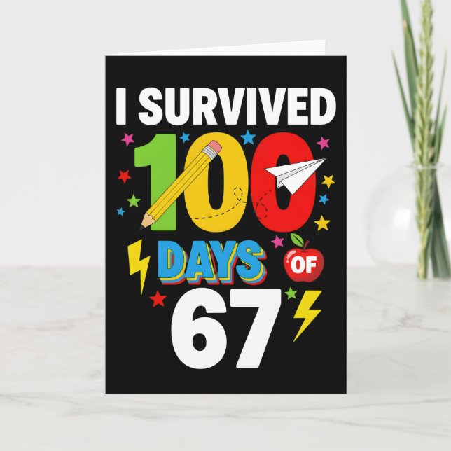 Tarjeta I Survived 100 Days of School Funny Student (Anverso)