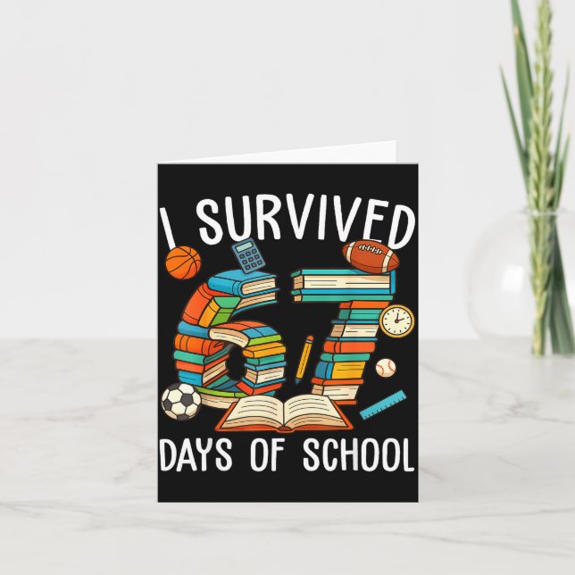 Tarjeta I Survived 67 Day Of School Funny Kids Boys Six Se (Anverso)