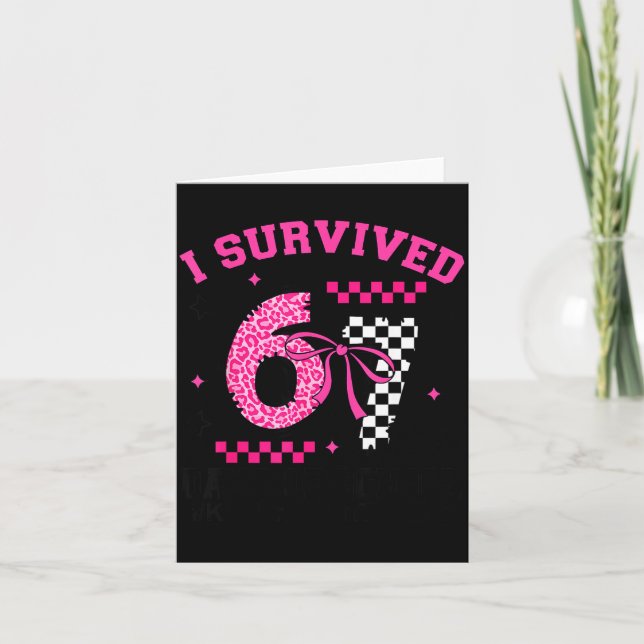 Tarjeta I Survived 67 Days Leopard Checkered 67 Kindergart (Anverso)