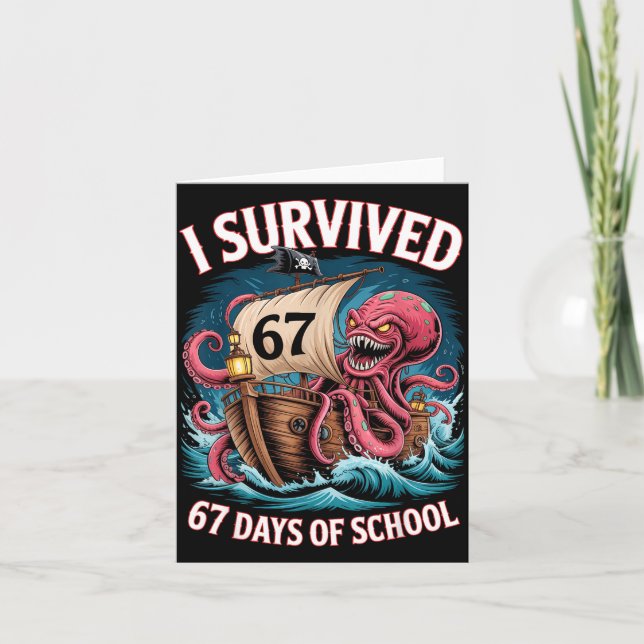 Tarjeta I Survived 67 Days Of School 6-7 Boys Kids Rate Oc (Anverso)