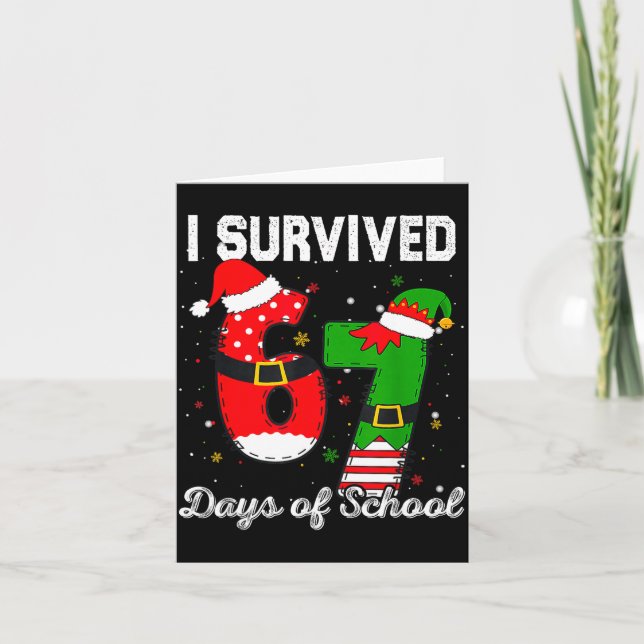 Tarjeta I Survived 67 Days Of School Christmas Candy Cane  (Anverso)