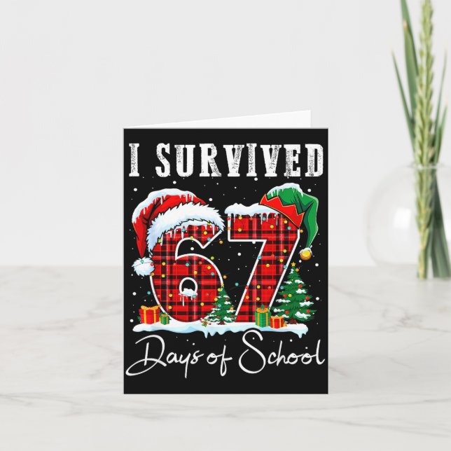 Tarjeta I Survived 67 Days Of School Christmas Candy Cane  (Anverso)