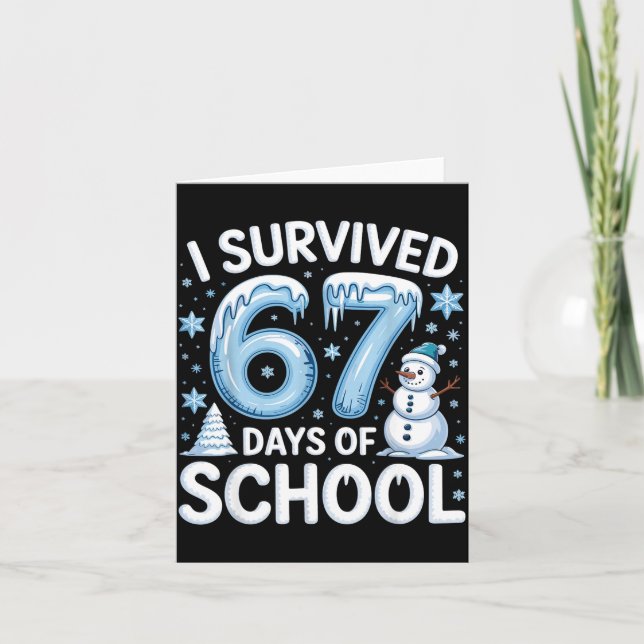 Tarjeta I Survived 67 Days Of School Christmas Candy Cane  (Anverso)