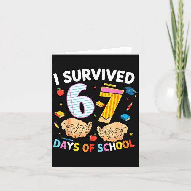 Tarjeta I Survived 67 Days Of School Cool Teacher Design  (Anverso)
