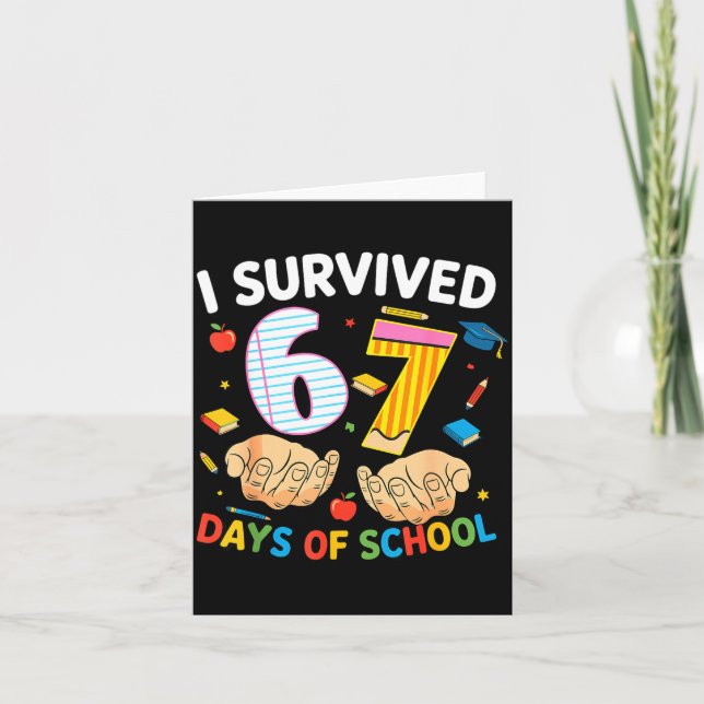 Tarjeta I Survived 67 Days Of School Cool Teacher Design  (Anverso)