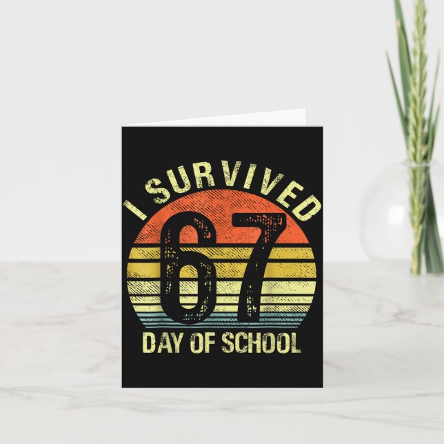 Tarjeta I Survived 67 Days Of School Dabbing Six Seven Mem (Anverso)