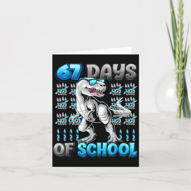 Tarjeta I Survived 67 Days Of School Funny 67 Meme Dinosau (Anverso)