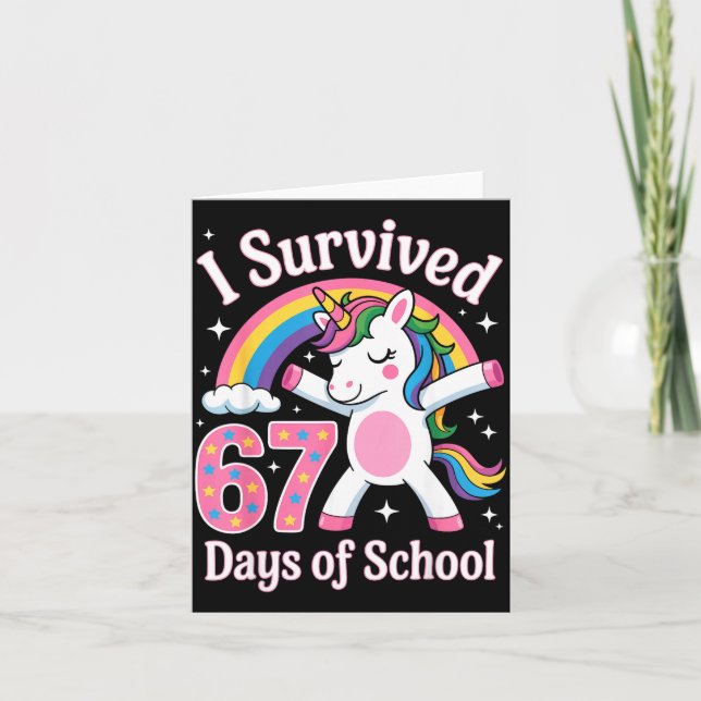 Tarjeta I Survived 67 Days Of School Funny 67 Teachers Kid (Anverso)