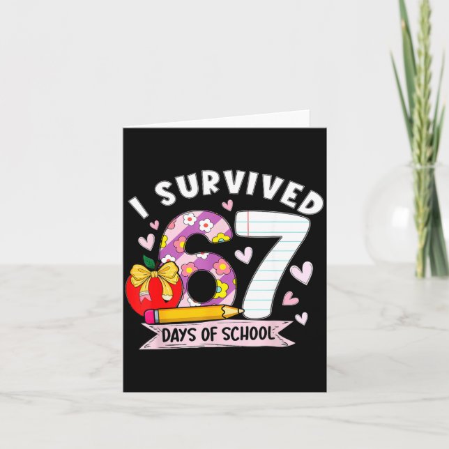 Tarjeta I Survived 67 Days Of School Funny Leopard Student (Anverso)