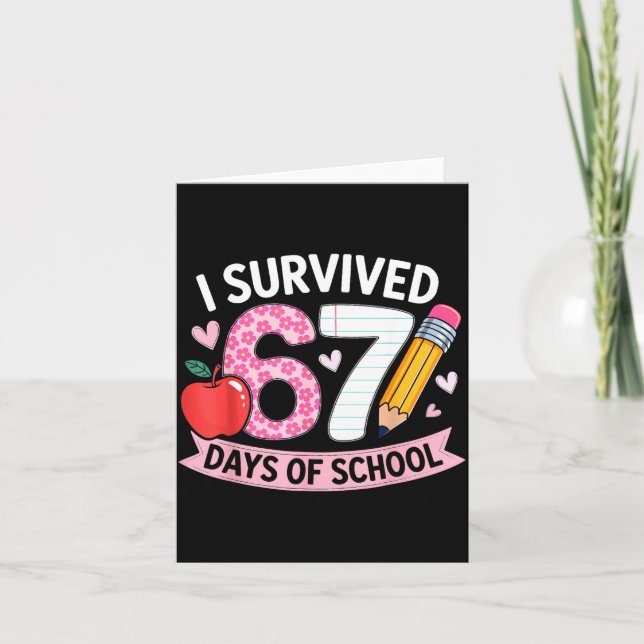Tarjeta I Survived 67 Days Of School Funny Meme Student Te (Anverso)