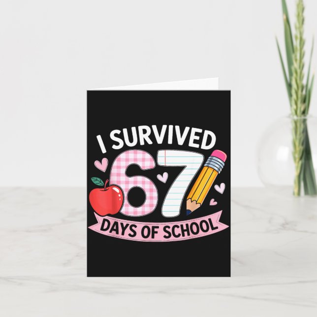 Tarjeta I Survived 67 Days Of School Funny Meme Student Te (Anverso)