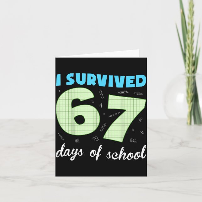 Tarjeta I Survived 67 Days Of School Funny Meme Student Te (Anverso)