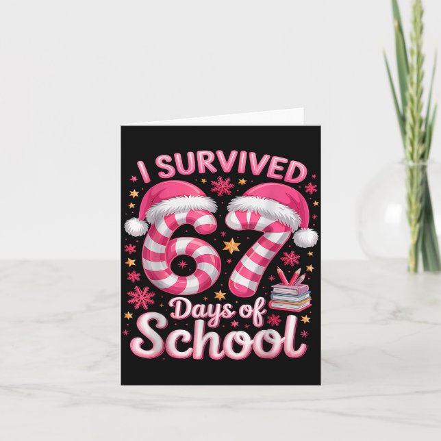 Tarjeta I Survived 67 Days Of School Funny Meme Teacher St (Anverso)
