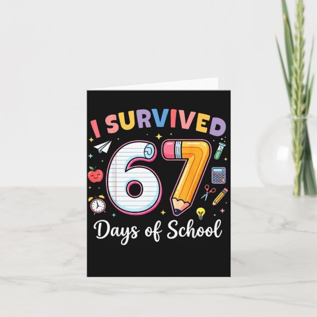 Tarjeta I Survived 67 Days Of School Funny Meme Teacher St (Anverso)