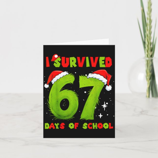 Tarjeta I Survived 67 Days Of School Funny Meme Teacher St (Anverso)