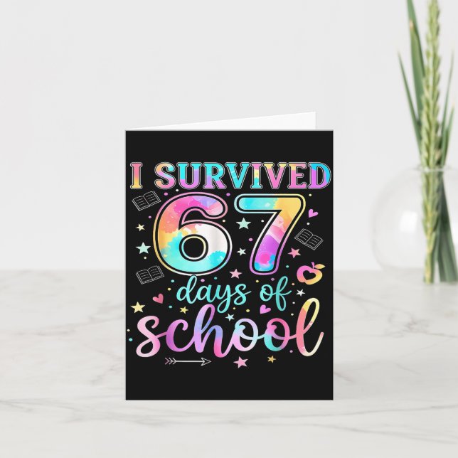 Tarjeta I Survived 67 Days Of School Funny Meme Teacher St (Anverso)