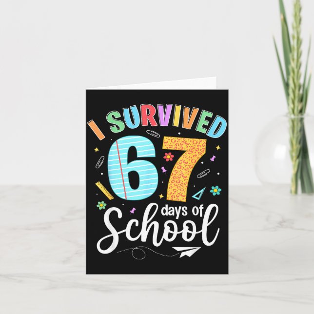 Tarjeta I Survived 67 Days Of School Funny Meme Teachers S (Anverso)
