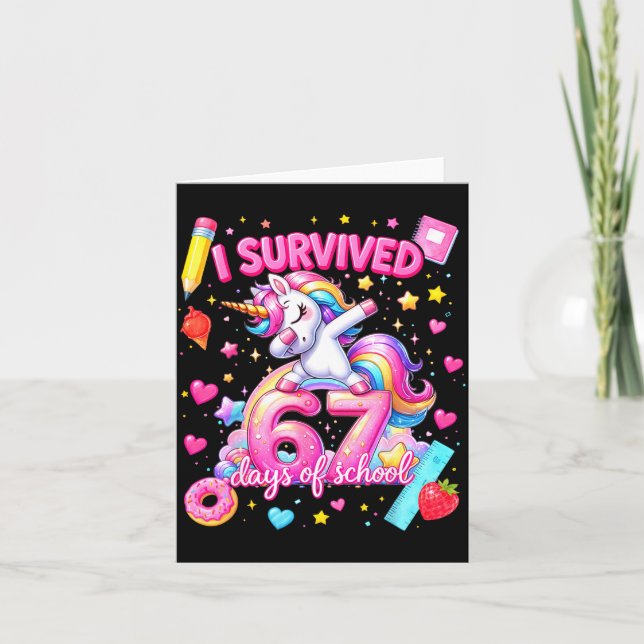 Tarjeta I Survived 67 Days Of School Funny Six Seven Teach (Anverso)