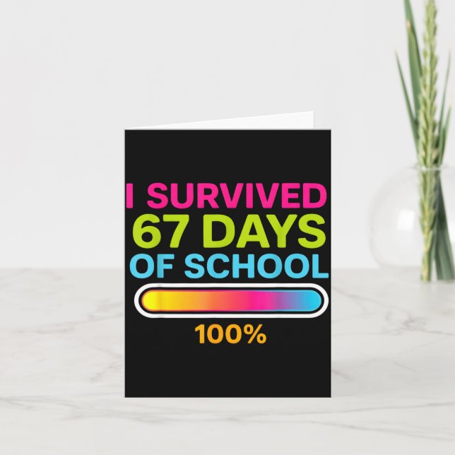 Tarjeta I Survived 67 Days Of School Gamer School Meme Boy (Anverso)