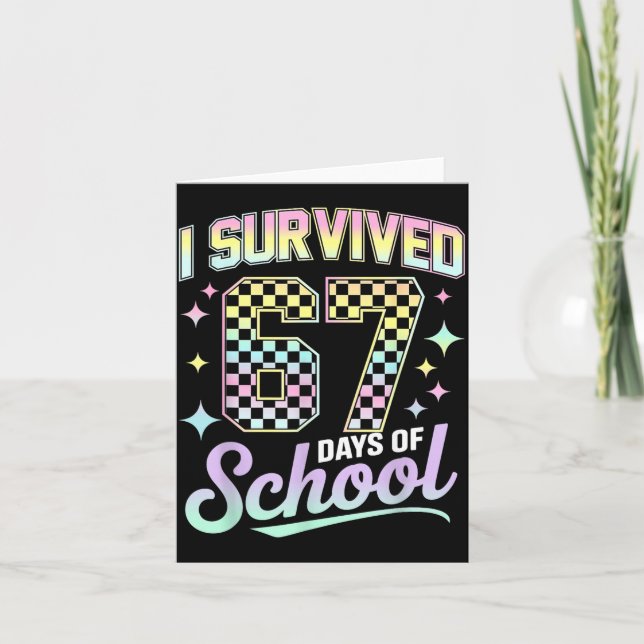 Tarjeta I Survived 67 Days Of School Meme Funny Student Te (Anverso)