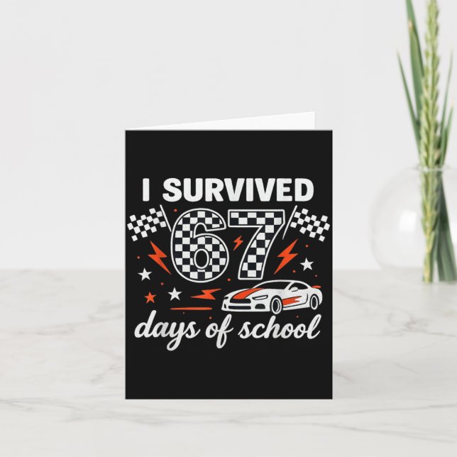 Tarjeta I Survived 67 Days Of School Students Teachers 100 (Anverso)