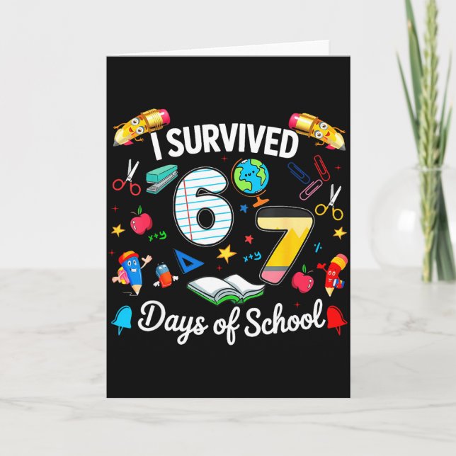 Tarjeta I Survived 67 Days Of School Teachers Students Boy (Anverso)