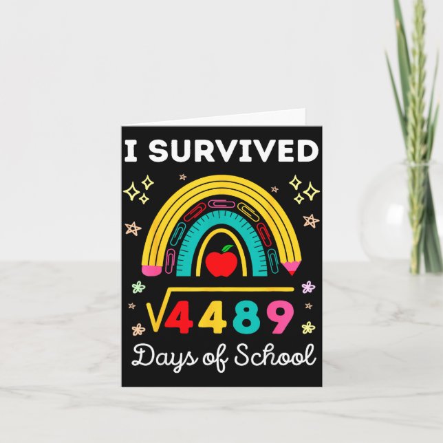 Tarjeta I Survived Square Root 4489 67 Days Of School Math (Anverso)
