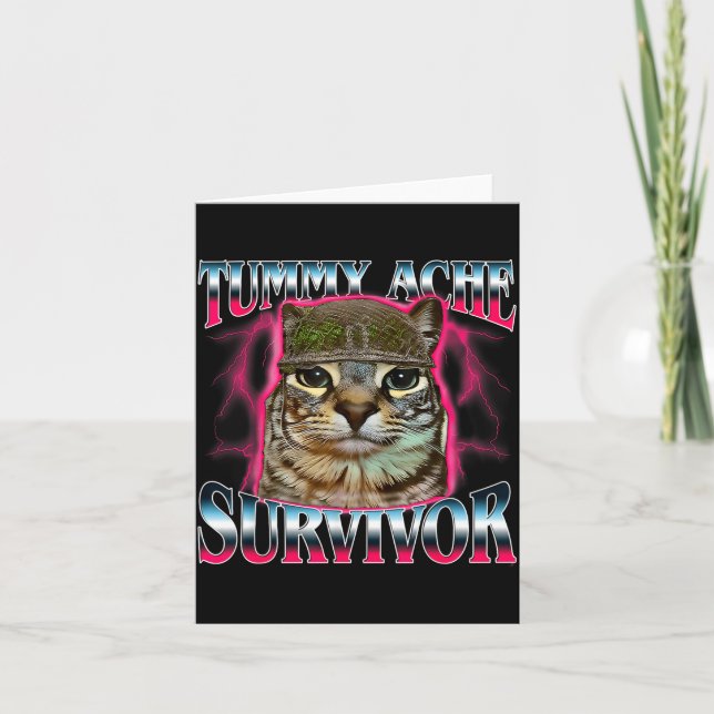 Tarjeta I Survived Today's Funny Tummy Ache Survivor Cat M (Anverso)