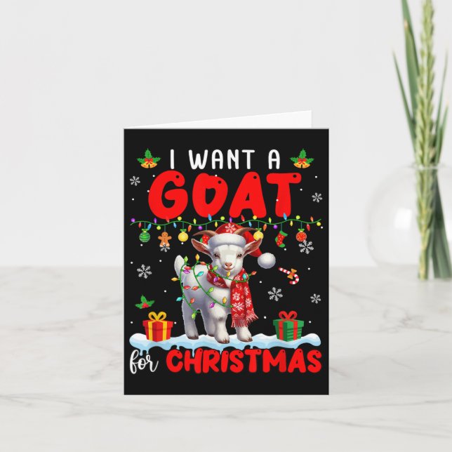 Tarjeta I Want A Goat For Christmas Santa Goat Farmer Ranc (Anverso)