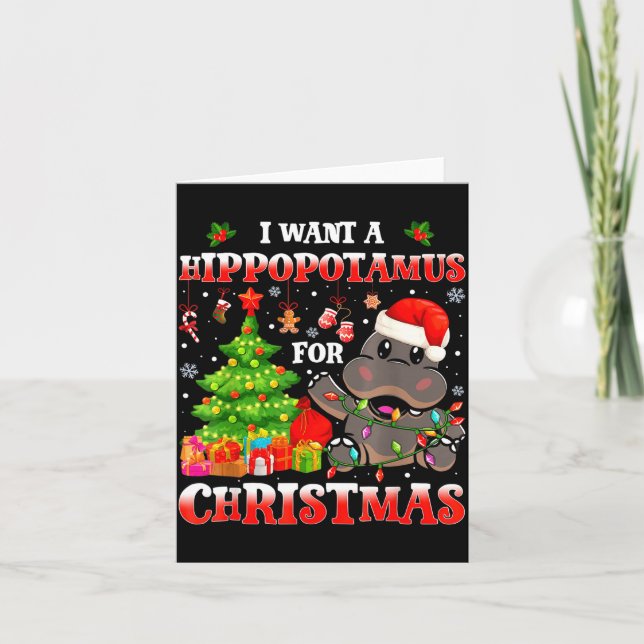 Tarjeta I Want A Hiptamus Christmas Funny Xmas Hip Lover  (Anverso)